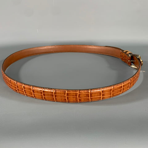 NO BRAND Size 40 Brown Cognac Alligator Leather Belt