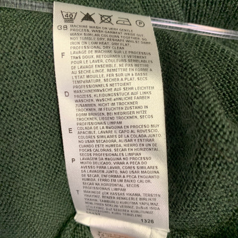 FRED PERRY Size L Green Knit Merino Wool V-Neck Pullover