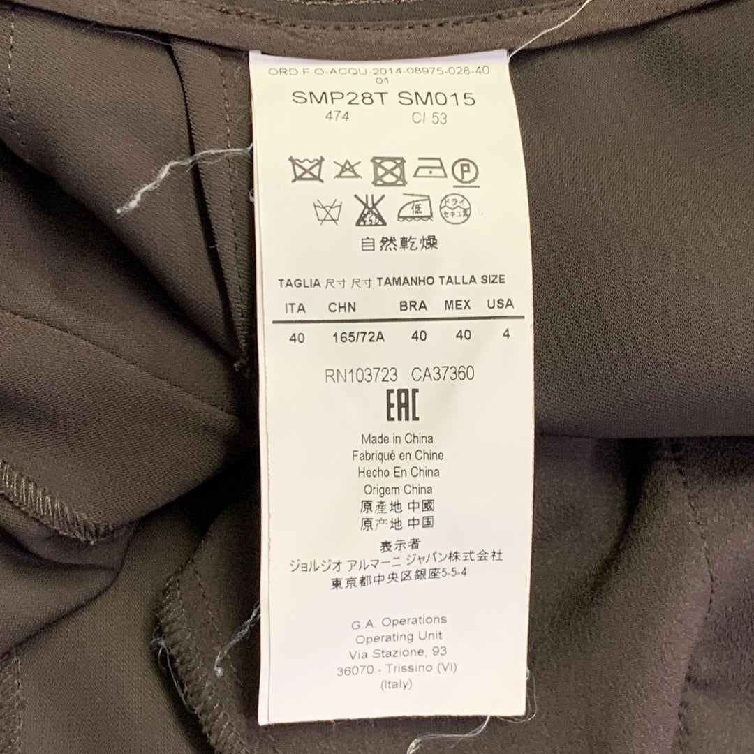 ARMANI COLLEZIONI Size 4 Brown Polyester Tapered Side Zipper Dress Pants
