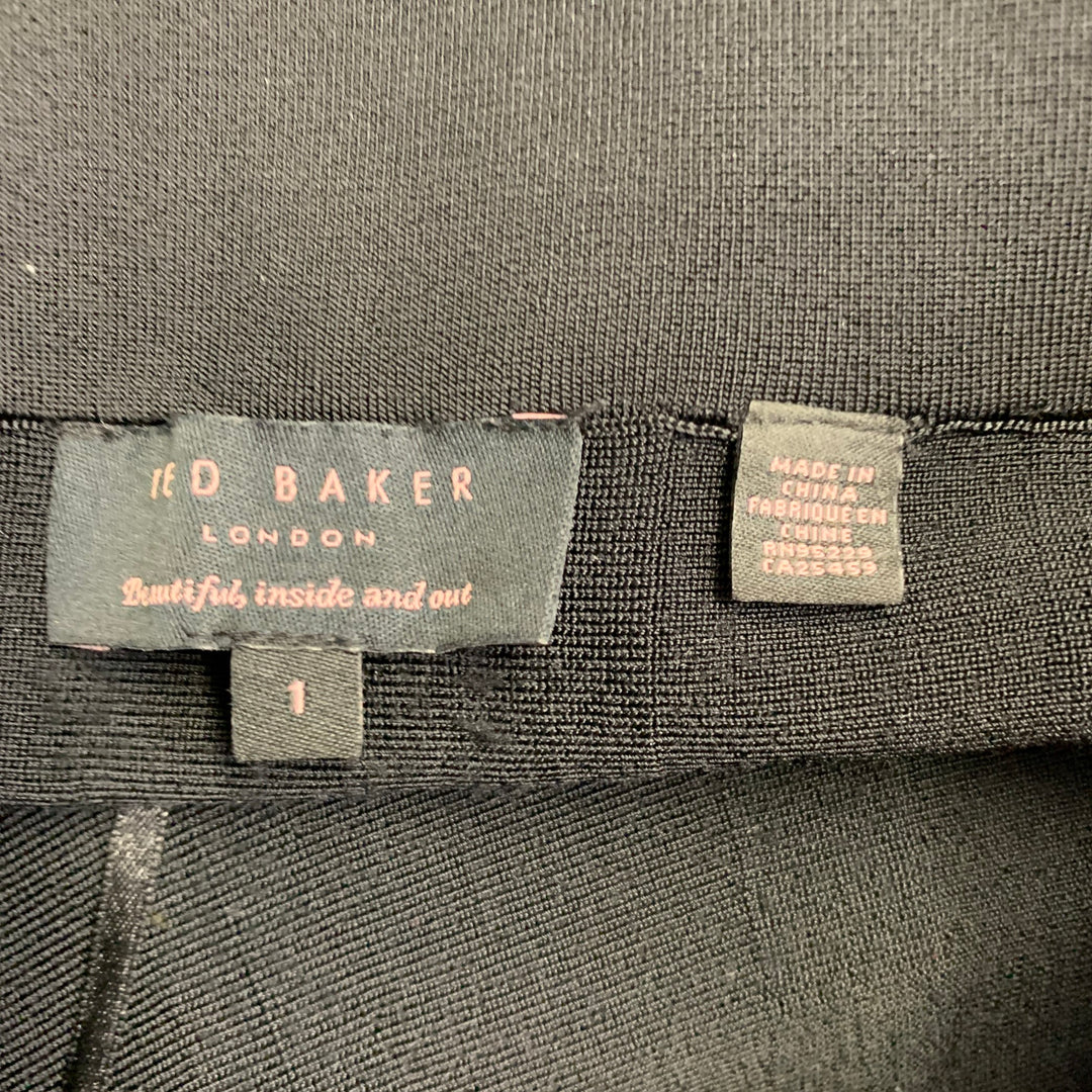 TED BAKER Size S Black Viscose Blend A-Line Above Knee Skirt