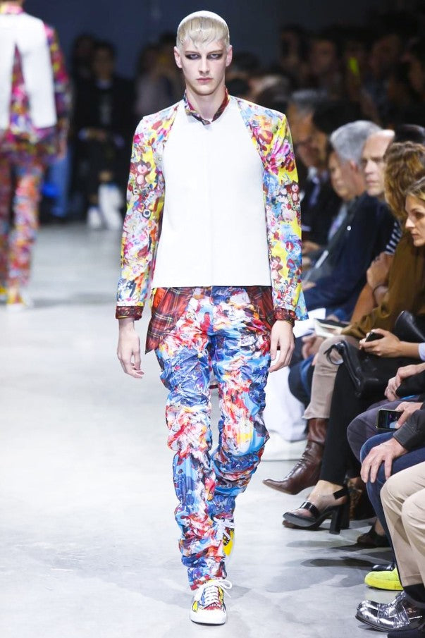 COMME des GARCONS HOMME PLUS SS14 Size S Multi Color Polyester Layered Notch Lapel Jacket