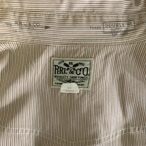 RRL by RALPH LAUREN Size L Brown White & Khaki Stripe Cotton Long Sleeve Shirt