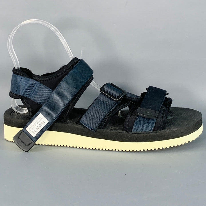 SUICOKE Size 8 KISSEE-Cab Black Navy Nylon Sandals
