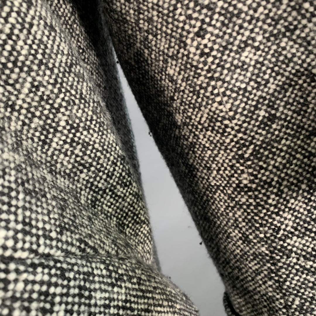 CARVEN Size 42 Grey Black Tweed Wool Blend Single Breasted Flap Pockets Coat