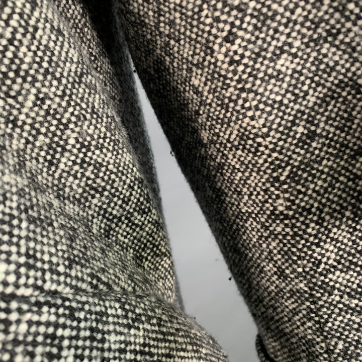 CARVEN Size 42 Grey Black Tweed Wool Blend Single Breasted Flap Pockets Coat