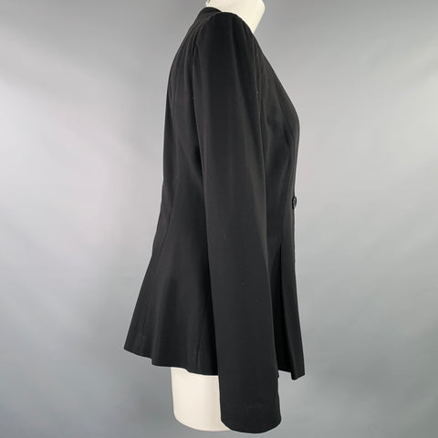 GIORGIO ARMANI Size 6 Black Wool Blend Jacket Blazer