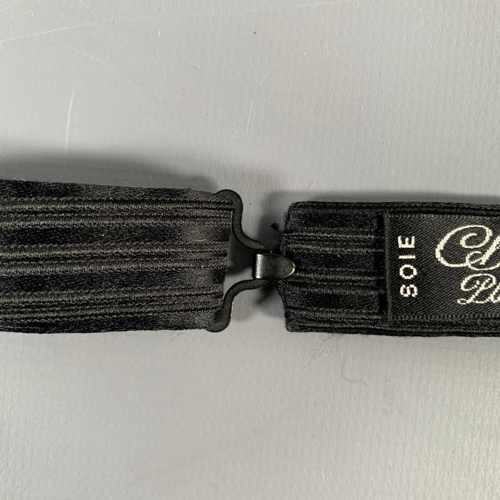 CHARVET Black Textured Stripe Silk Bow Tie