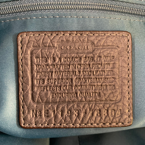 COACH Grey Pebble Grain Leather Handbag & Leather Goods