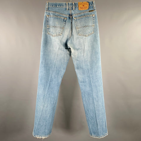 LUCKY BRAND Size 29 Blue Distressed Cotton Straight Button Fly Jeans