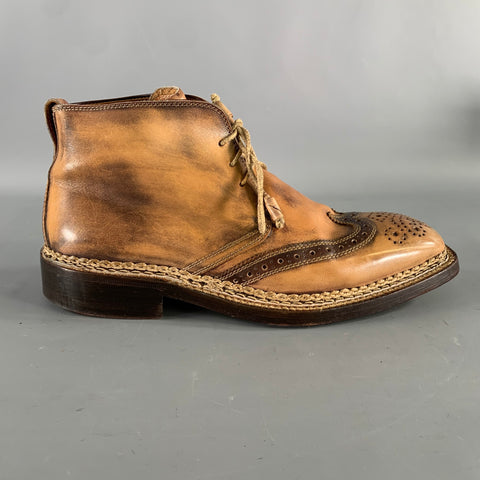 BETTANIN & VENTURI Size 8 Tan Brown Leather Spectator Boots