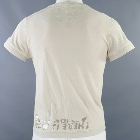 MARTIN MARGIELA Size S Beige Silver Print Cotton Crew Neck T-shirt