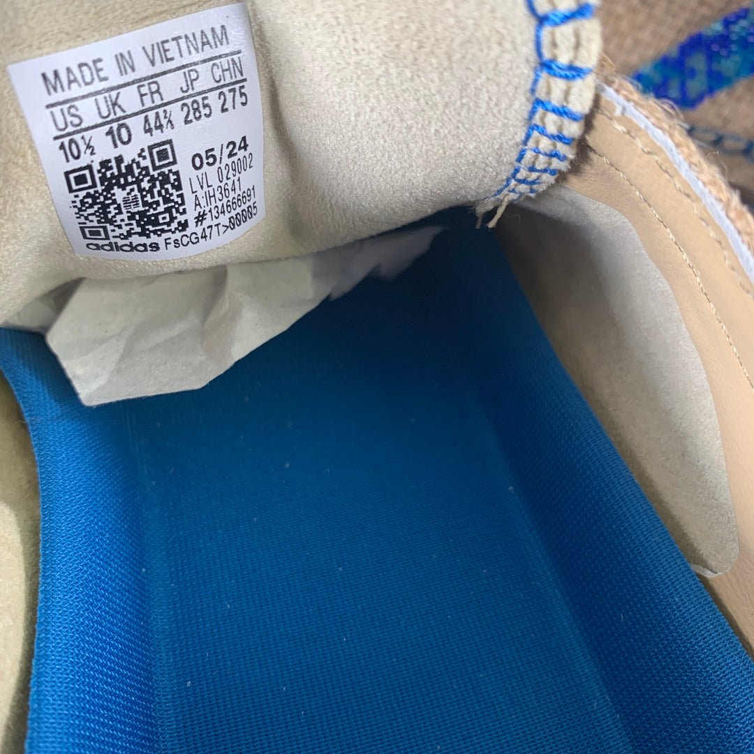ADIDAS Size 10.5 Khaki Blue Mixed Patterns Mixed Fabrics Yacht Sneakers