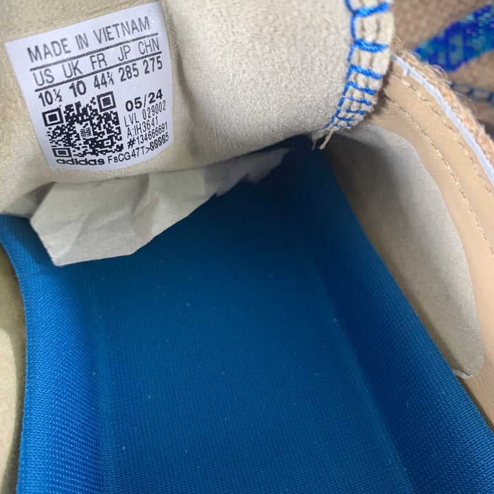 ADIDAS Size 10.5 Khaki Blue Mixed Patterns Mixed Fabrics Yacht Sneakers