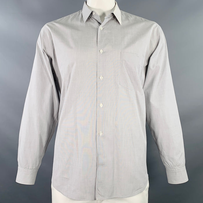 COMME des GARCONS SHIRT Size L Grey White Cotton One Pocket Long Sleeve Shirt