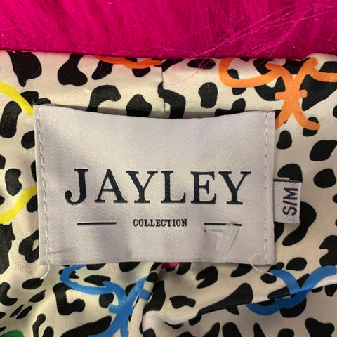 JAYLEY COLLECTION Size M Pink Fuchsia Modacrylic Faux Fur Cropped Coat