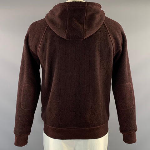JOHN VARVATOS * U.S.A. Size L Burgundy Black Cotton & Polyamide Hooded Jacket