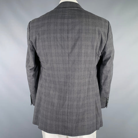 BROOKS BROTHERS Size 44 Grey Glenplaid Wool Polyester Sport Coat