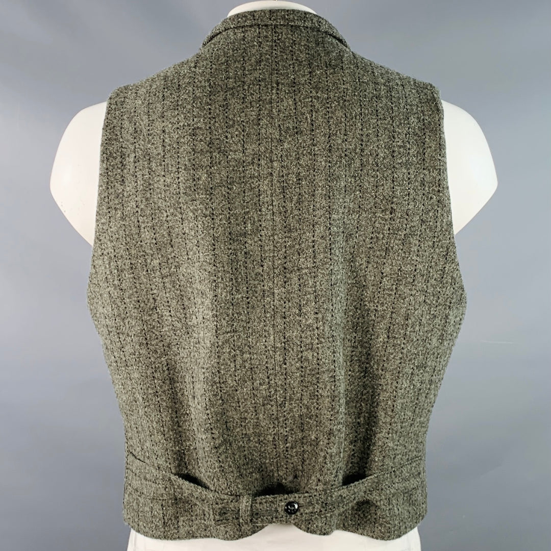 MONITALY Size XXL Grey Black Stripe Virgin Wool Notch Lapel Vest