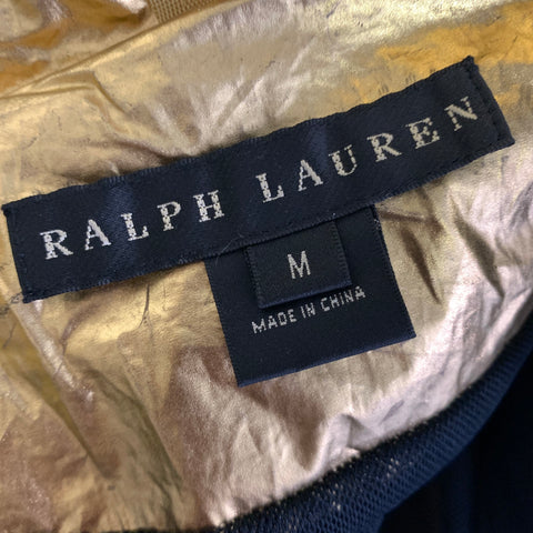 RALPH LAUREN Size M Gold Cotton Metallic Zip Up Jacket