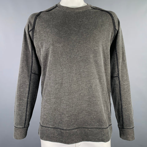 Sweat-shirt ras du cou en coton et chanvre VOLLEBAK, taille L, gris et noir, avec liseré contrastant