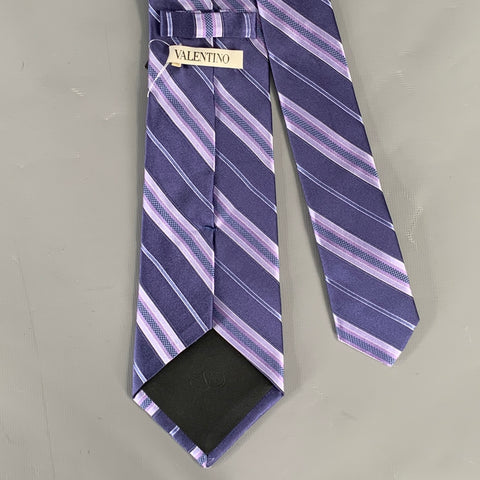 VALENTINO Indigo Purple Mixed Pattern Silk Tie