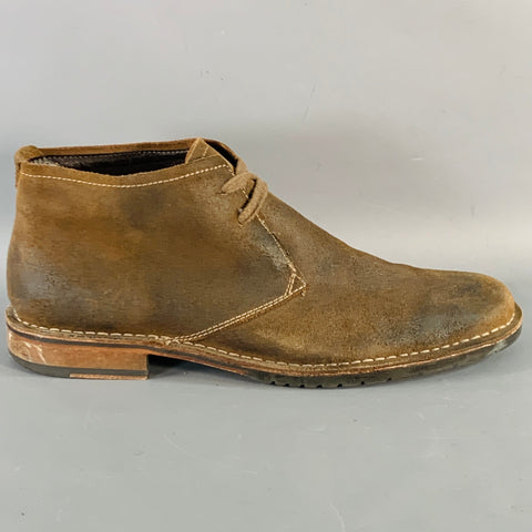 JOHN VARVATOS STAR USA Size 10 Brown Suede Moccasin Lace-Up Boots