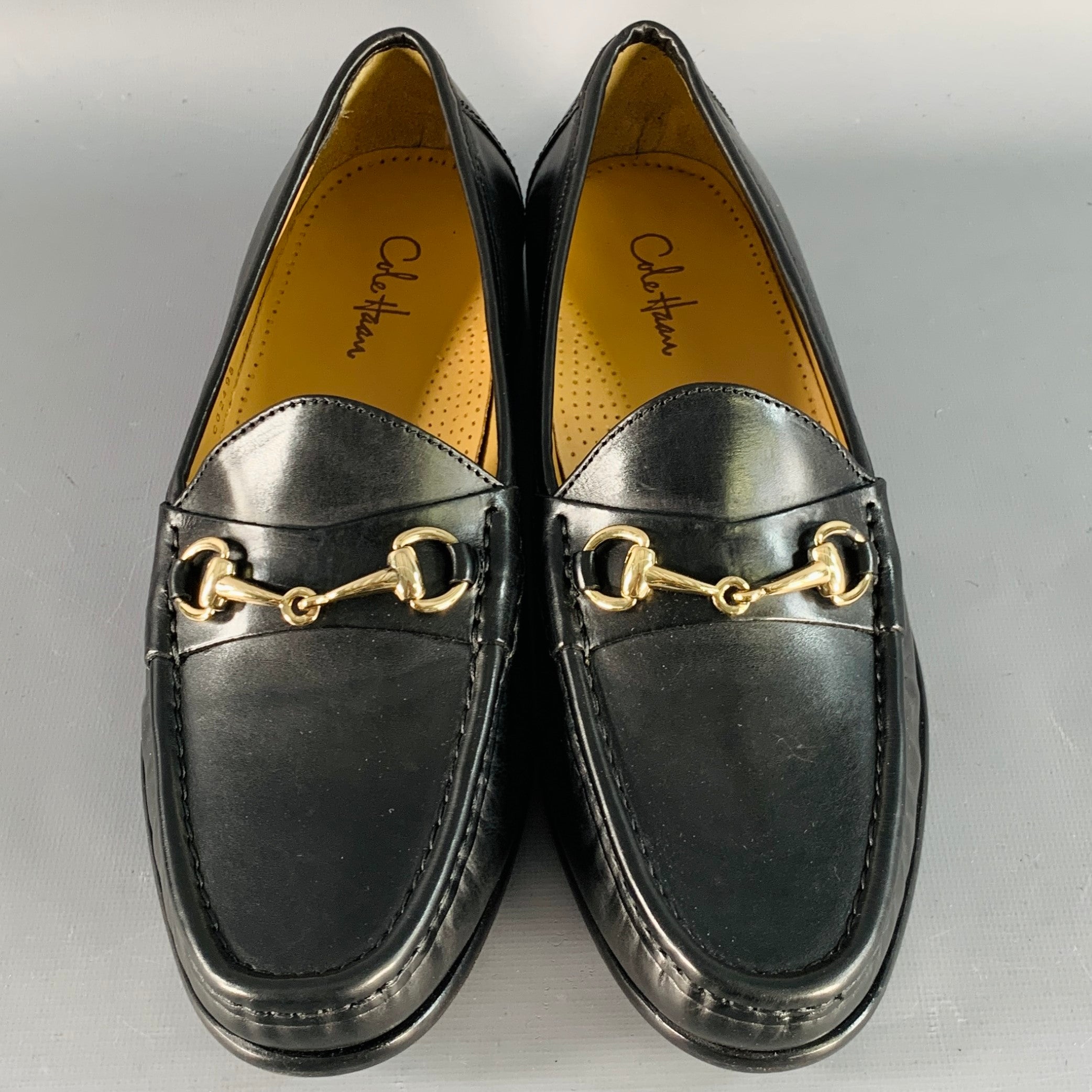 COLE HAAN ASCOTII ゴールドビット ローファー ブラック 10M COLE HAAN Vintage Size 7 Ascot II Black Gold Leather Horsebit