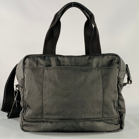 GUCCI Black Guccissima Monogram Nylon Leather Trim Top Handles Messenger Bag