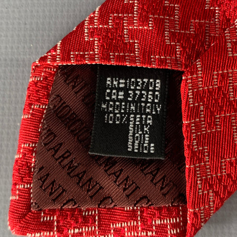 GIORGIO ARMANI Red White Textured Silk Tie