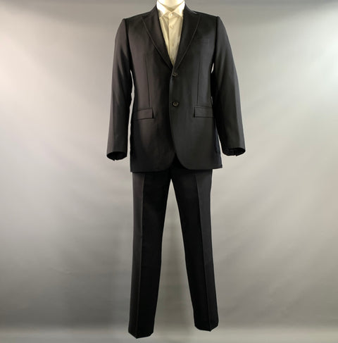 JIL SANDER FW2021 Chest Size 42 Black Wool Cashmere Notch Lapel 36 32 Suit