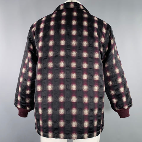 NEEDLES Size XS Black Burgundy White Plaid Snaps Jacket