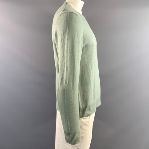 PRADA Size XL Green Mint Knitted Cashmere Crew Neck Pullover