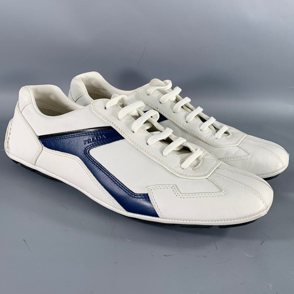 PRADA Size 7.5 -Monte Carlo- White Navy Color Block Sneakers – Sui