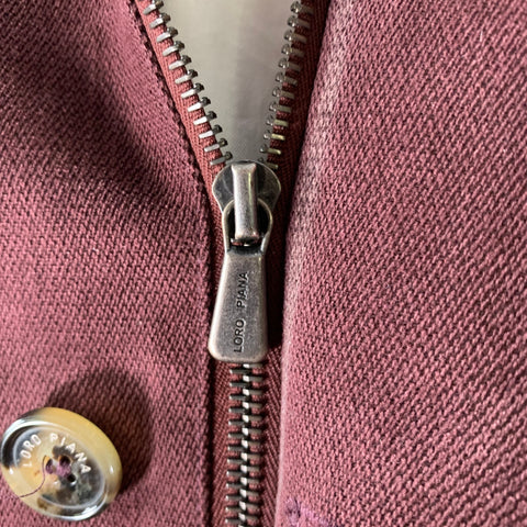 LORO PIANA Size XL Burgundy Cotton Zip Up Jacket