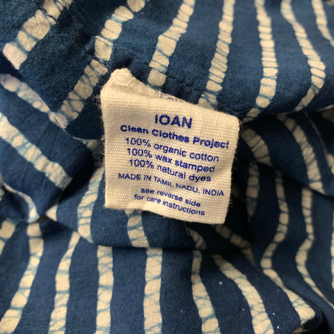 INDUSTRY OF ALL NATIONS Size M Blue White Stripe Cotton Short Sleeve Shirt