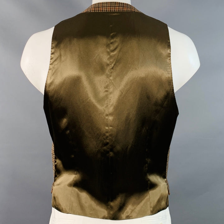 PAUL SMITH Size L Beige Taupe Green Checkered Wool Single Breasted Vest