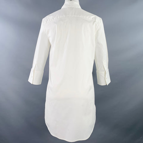 Robe chemise JARBO taille S, mélange de coton blanc, boutons cachés, manches 3/4