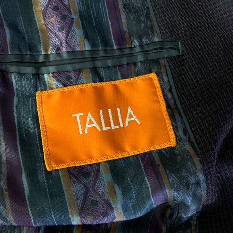 TALLIA Chest Size 40 Purple Black Houndstooth Rayon &  Polyester Sport Coat