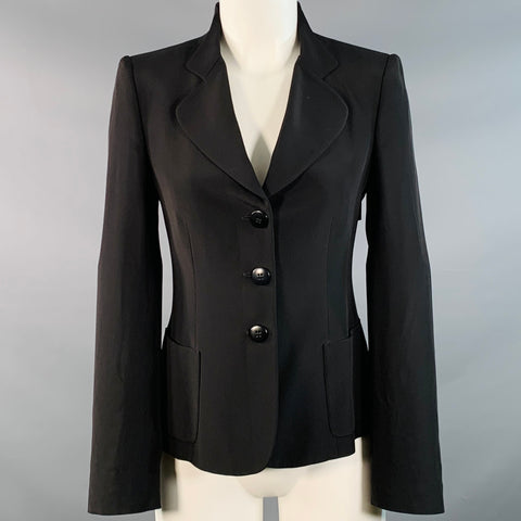 ARMANI COLLEZIONI Size 2 Black Acetate Silk Jacket Blazer