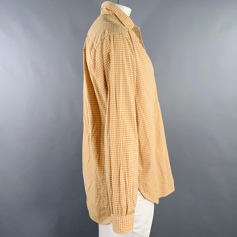 NEEDLES Size XL Tan Checkered Cotton Club Collar Long Sleeve Shirt