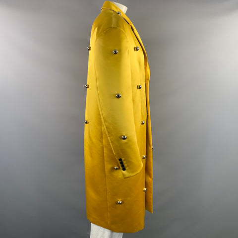 RAF SIMONS S/S2019 Size 38 Yellow Applique Wool & Silk Oversized Coat