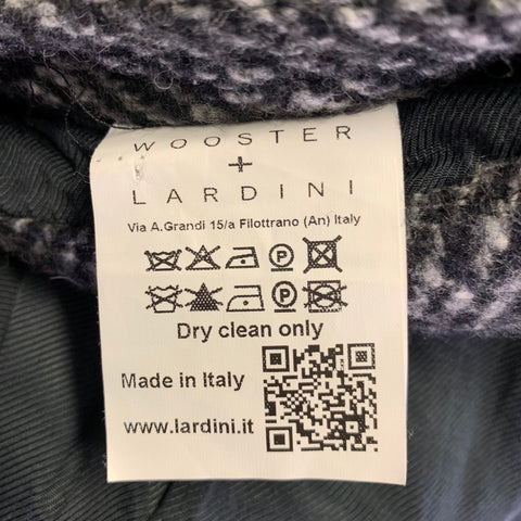 WOOSTER + LARDINI Size 36 Black Grey White Herringbone Wool Peacoat Coat