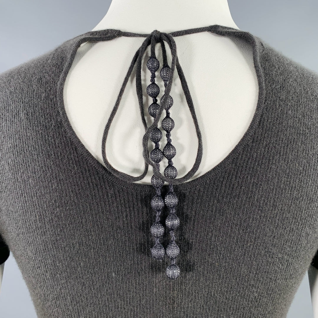 TSE Size L Grey Slate Cashmere Rib Knit Open Front Cardigan Dress Set