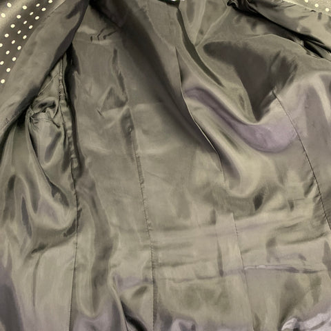 AKRIS Size 8 Black White Lambskin Leather Polka Dot Biker Jacket