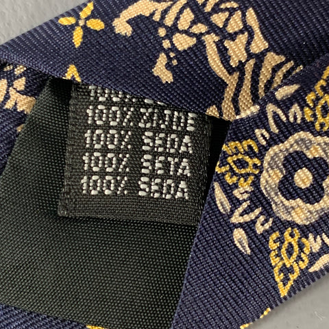 KRIZIA UOMO Navy Beige Tigers Silk Tie
