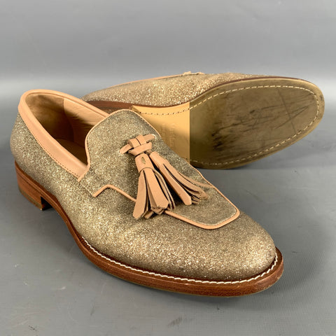 MAX MARA Size 7 Gold Brown Sparkly Loafer Flats