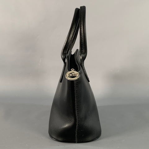 LONGCHAMP Black Canvas Faux Leather Shoulder Handbag