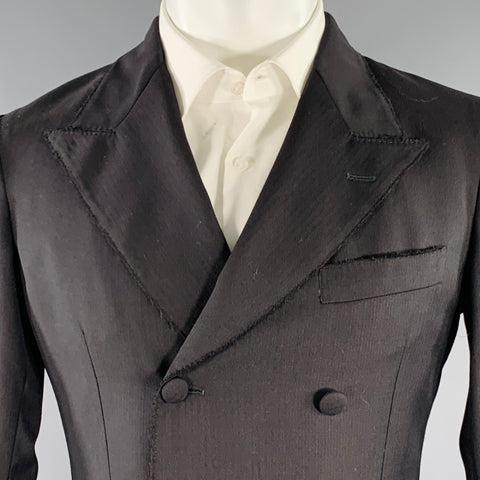 DOLCE & GABBANA Size 38 Black Wool Peak Lapel Sport Coat