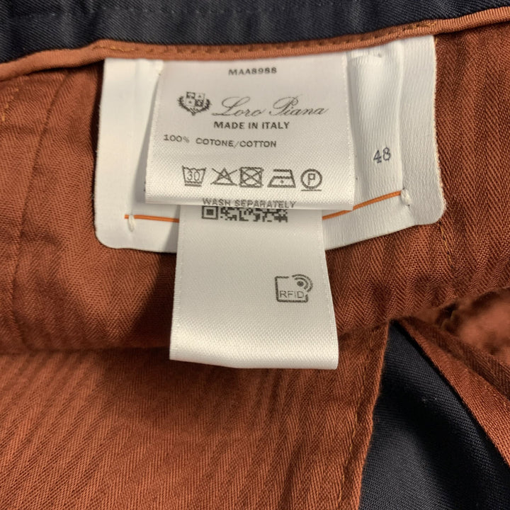 LORO PIANA Size S Navy Solid Cotton Zip Fly Casual Pants