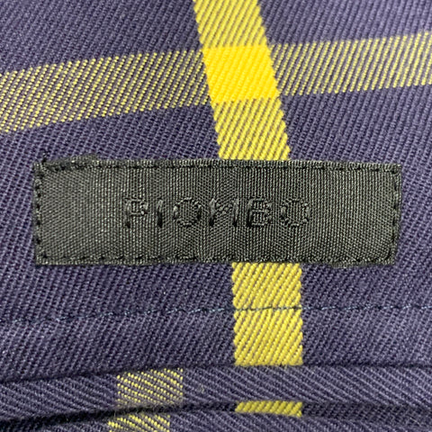 Veste de sport PIOMBO taille 40 en coton bleu marine et jaune à carreaux, revers cranté